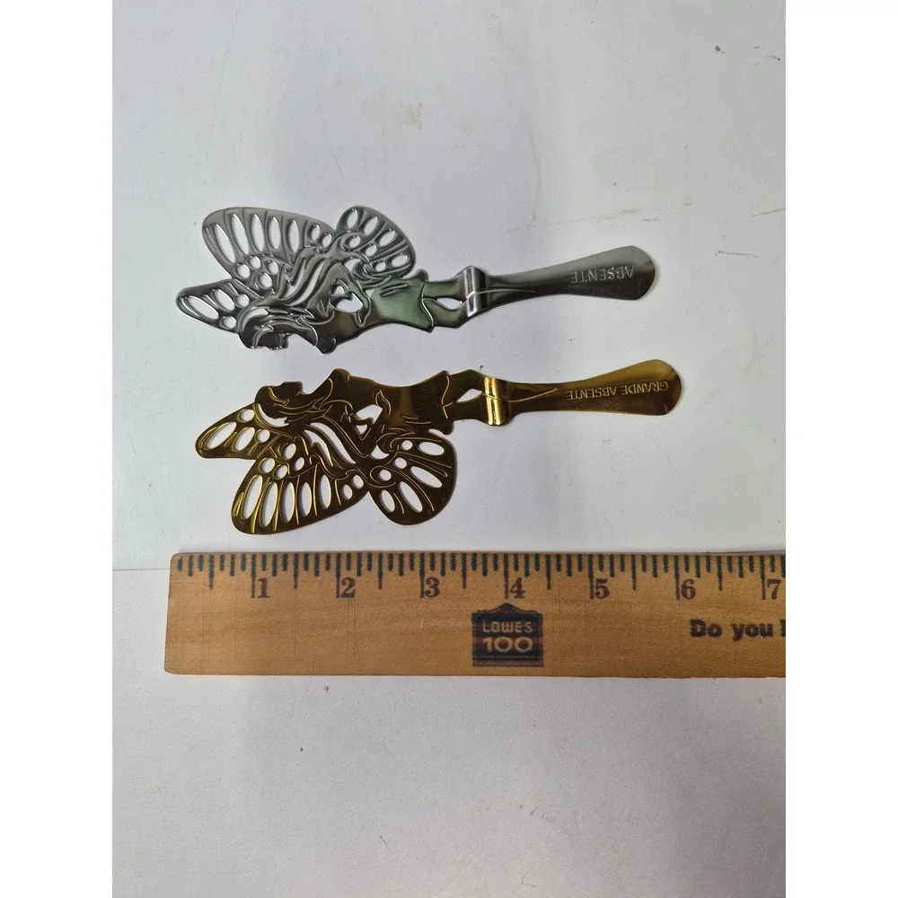 Absente Grande Absente Green Fairy Absinthe Spoons Gold Silver Set of 2 Barware